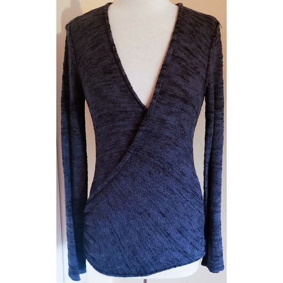 Free People Gotham Faux Wrap Sweater Navy Blue - Picture 3 of 5